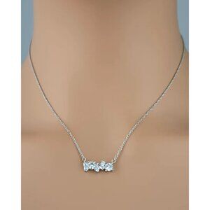 CZ By Kenneth Jay Lane Sterling Silver Cluster Diamond Necklace With Adjuster